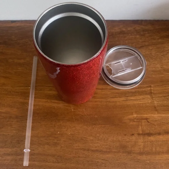 Coca Cola Stainless Steel Travel Tumbler with straw. Sparkly/Glittery. - Picture 11 of 15